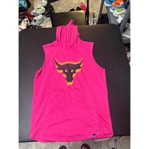 Under Armour Project rock sleeveless pink hoodie size small 1383302 686 payoff
